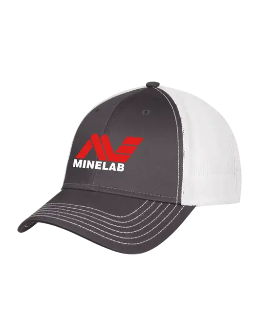 Dark Grey/White Mesh Trucker Cap Snap Back w/Minelab Logo