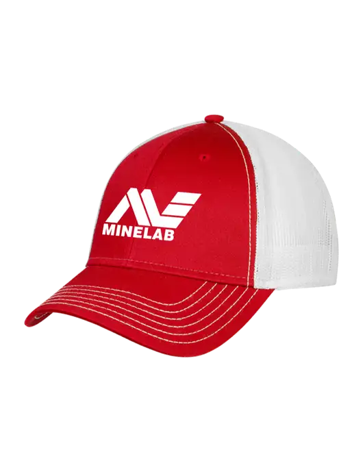 Red/White Mesh Trucker Cap Snap Back w/Minelab Logo