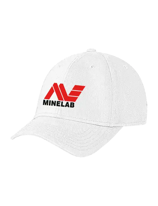White Structured Soft Snap Closure Hook & Loop Cap w/Minelab Logo
