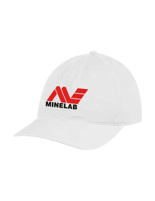 Garment Washed Unstructured Twill White Cap w/Minelab Logo