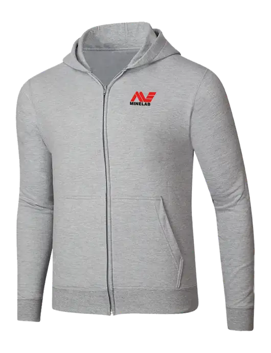 Light Grey Heather 8.5 oz Ring Spun Zip Hooded Sweatshirt w/Minelab Logo