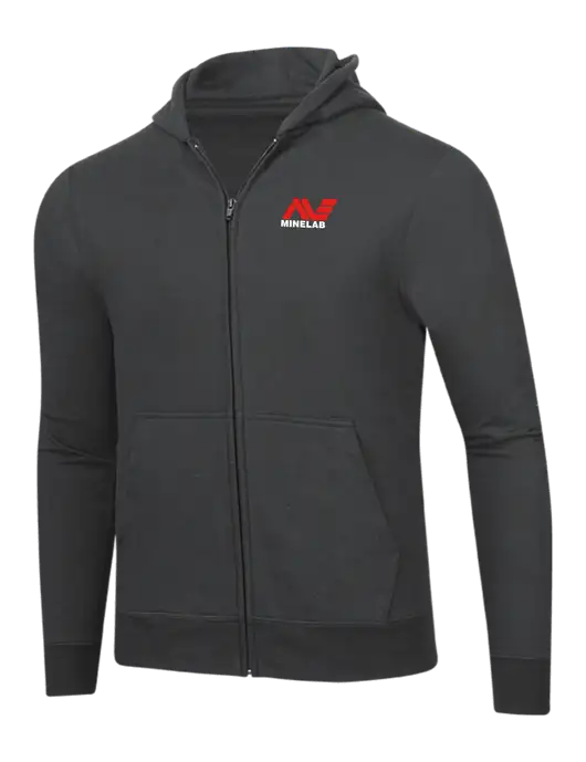Charcoal 8.5 oz Ring Spun Zip Hooded Sweatshirt w/Minelab Logo