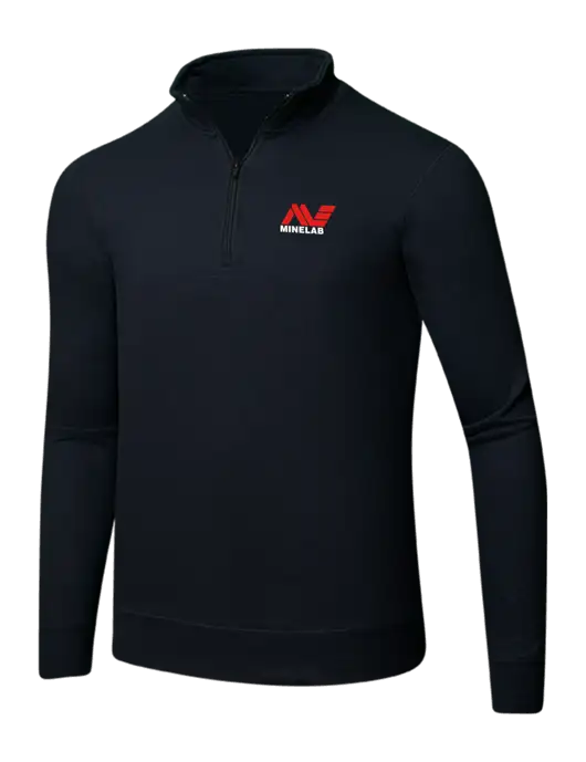 Jet Black 8.5 oz Ring Spun 1/4 Zip Pullover Sweatshirt w/Minelab Logo
