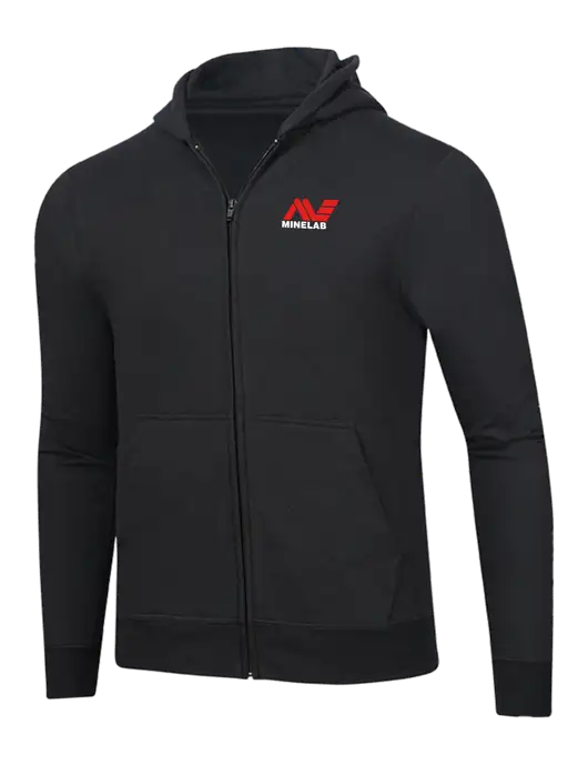 Jet Black 8.5 oz Ring Spun Zip Hooded Sweatshirt w/Minelab Logo