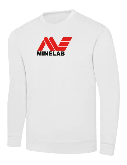White 7.8 oz Ring Spun Crew Sweatshirt w/Minelab Logo
