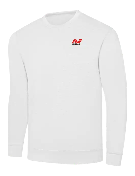 White 7.8 oz Ring Spun Crew Sweatshirt w/Minelab Logo