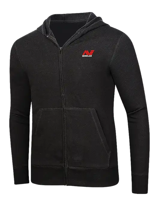 Full-Zip Black Heavyweight Hooded Sweatshirt w/Minelab Logo