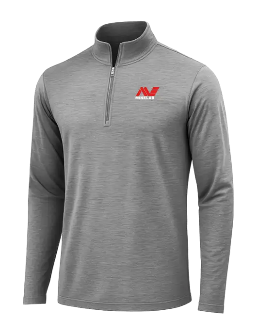 Dark Grey Heather Posicharge Tri-Blend Wicking 1/4 Zip Pullover w/Minelab Logo