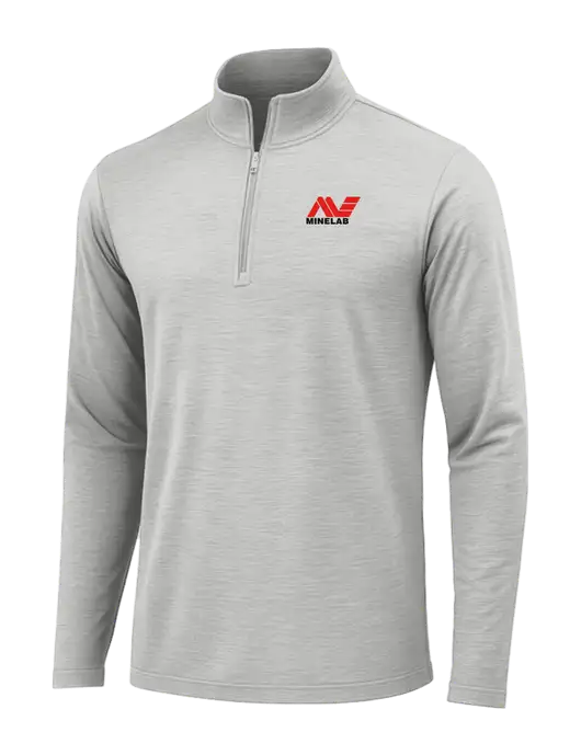 Light Grey Heather Posicharge Tri-Blend Wicking 1/4 Zip Pullover w/Minelab Logo
