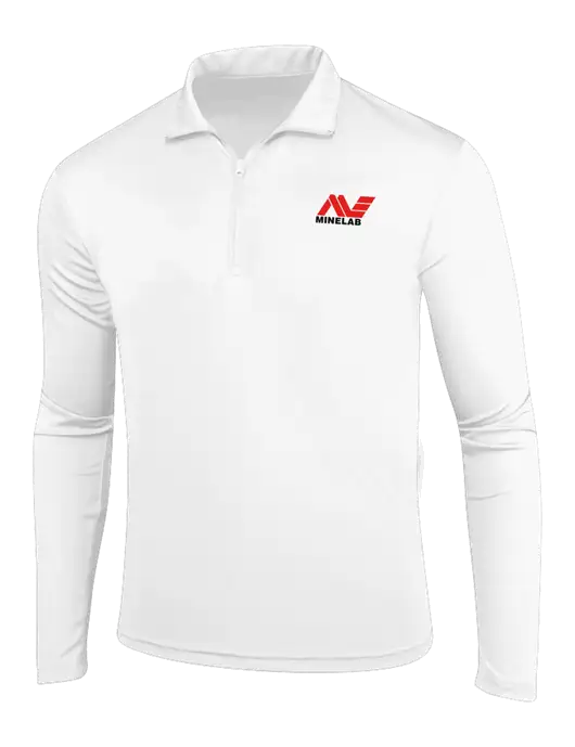 White PosiCharge Competitor 1/4 Zip Pullover w/Minelab Logo