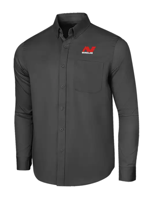 Long Sleeve Dark Grey Superpro React Twill Shirt w/Minelab Logo