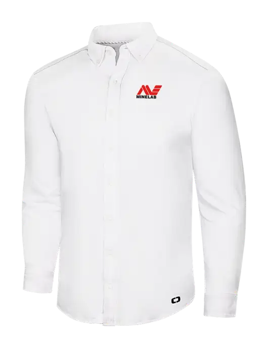 OGIO Bright White Modern Code Stretch Button-Up Shirt w/Minelab Logo
