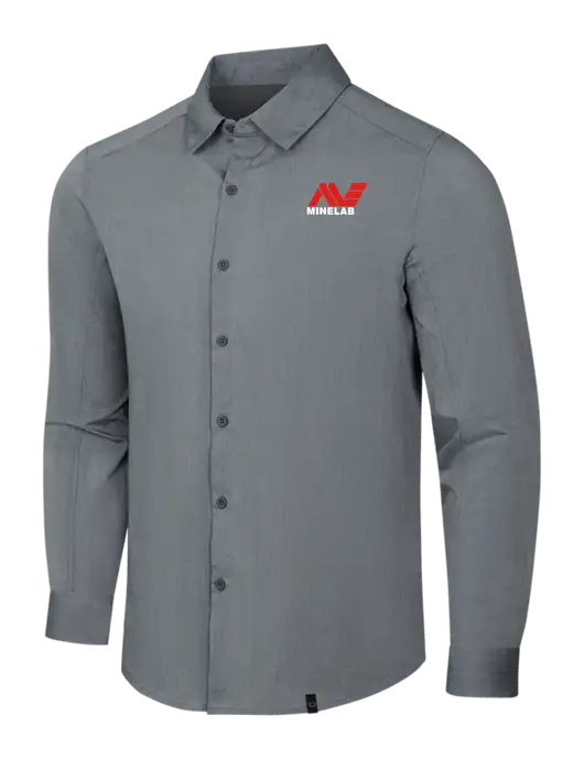 OGIO Medium Grey Heather Commuter Woven Shirt w/Minelab Logo