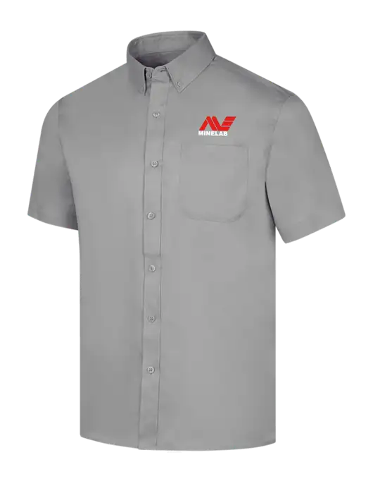 Short Sleeve Light Grey Superpro React Twill Shirt w/Minelab Logo