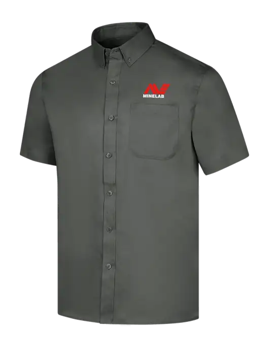 Short Sleeve Dark Grey Superpro React Twill Shirt w/Minelab Logo