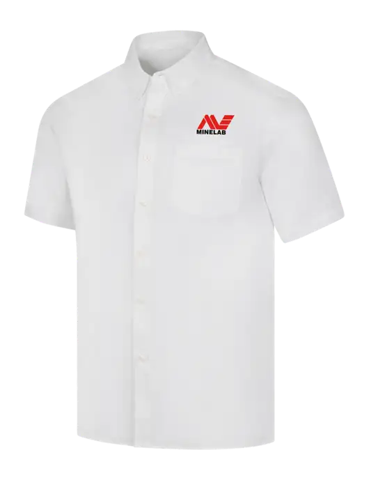 Short Sleeve White Superpro React Twill Shirt w/Minelab Logo