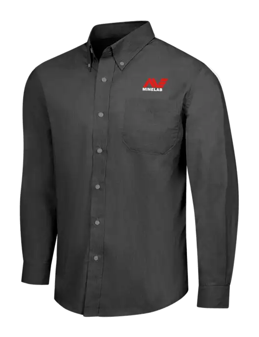Soft Black Crosshatch Easy Care Shirt w/Minelab Logo