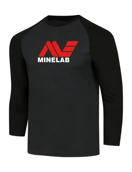 Simply Soft 3/4 Sleeve Black/Black Frost Ring Spun Cotton T-Shirt w/Minelab Logo