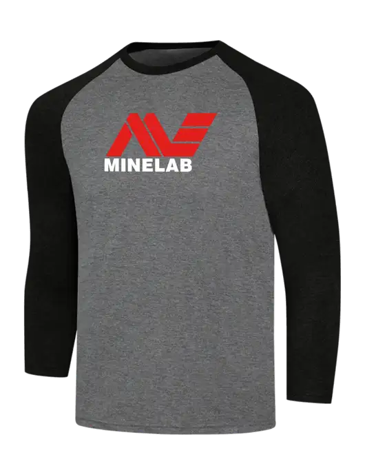 Simply Soft 3/4 Sleeve Black Frost/Grey Frost Ring Spun Cotton T-Shirt w/Minelab Logo