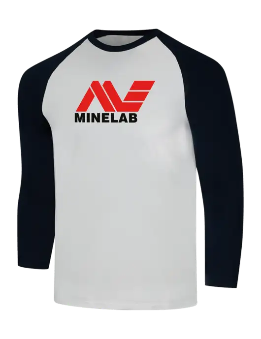 Simply Soft 3/4 Sleeve Black/White Ring Spun Cotton T-Shirt w/Minelab Logo