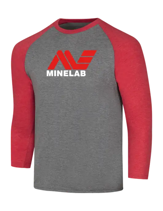Simply Soft 3/4 Sleeve Red Frost/Grey Frost Ring Spun Cotton T-Shirt w/Minelab Logo