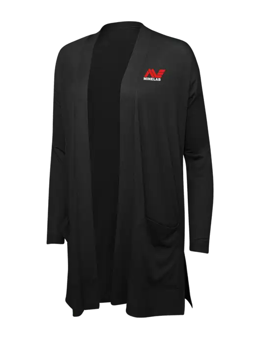 Black Womens Concept Long Pocket Cardigan w/Minelab Logo