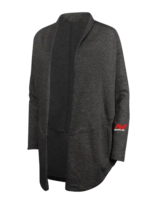 Charcoal Heather/ Medium Heather Grey Womens Interlock Cardigan w/Minelab Logo