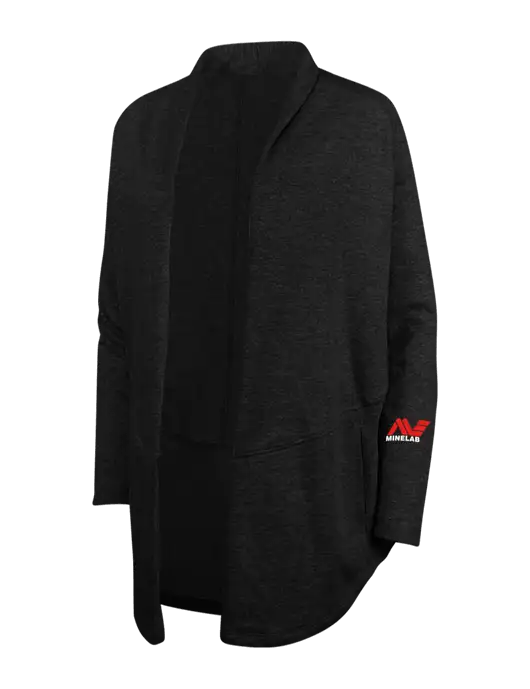 Deep Black/Charcoal Heather Womens Interlock Cardigan w/Minelab Logo
