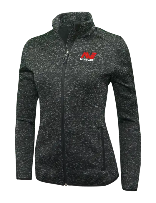 Black Heather Womens Sweater Fleece Jacket w/Minelab Logo