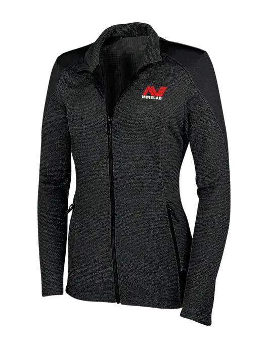 Womens Black Grid Fleece Jacket w/Minelab Logo