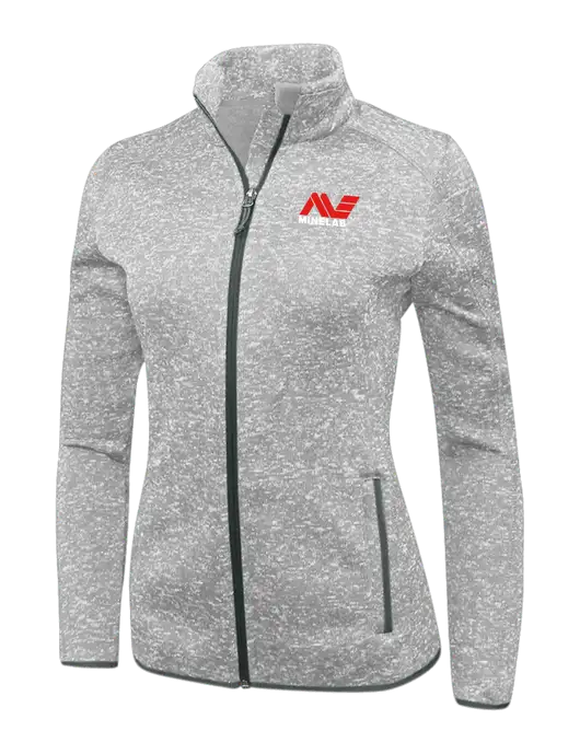 Grey Heather Womens Sweater Fleece Jacket w/Minelab Logo