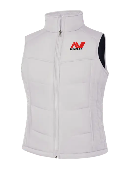 Womens White/Dark Slate Puffy Vest w/Minelab Logo