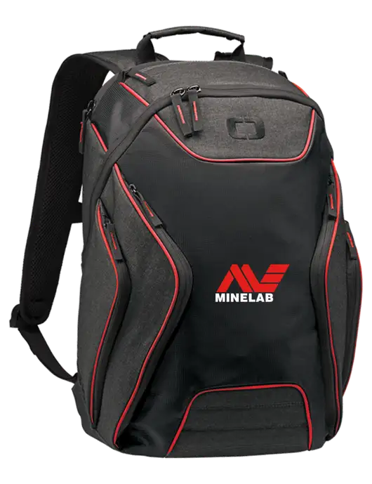 OGIO Red/Heather Grey Hatch Laptop Backpack
 w/Minelab Logo